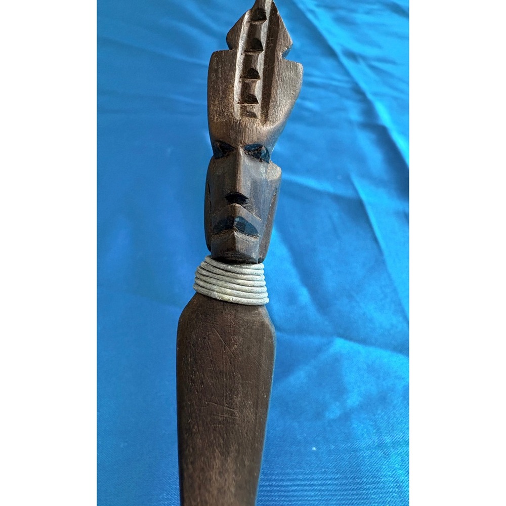 Vintage Hand Carved African Tribal Wood Letter Opener‎ Pair Set of 2 - Picture 3 of 16